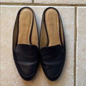 Talbots Blue Mules with Smooth Leather and Textured Vamp